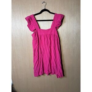 Pomander Place XS Pink Mini Dress Ruffle Sleeve Square Neck Casual Summer